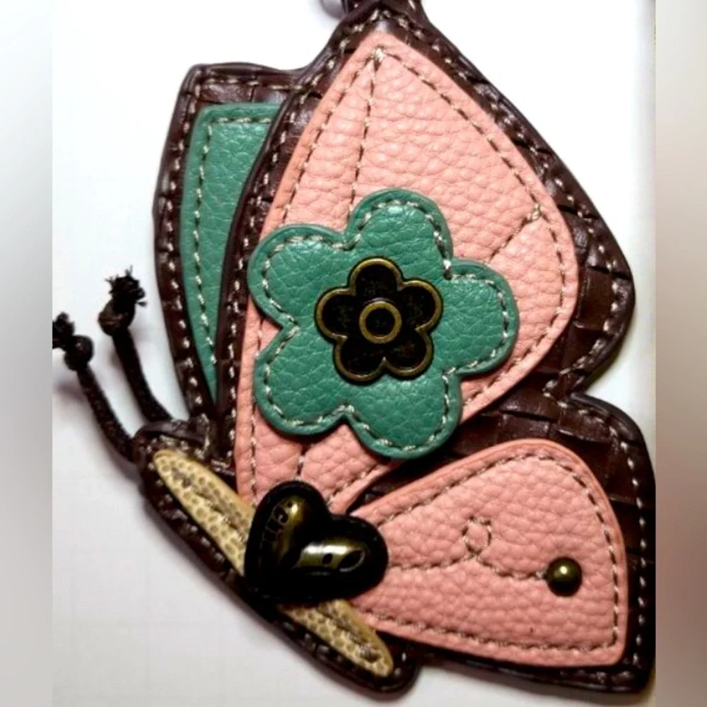 CHALA Pink and Green Butterfly Keychain